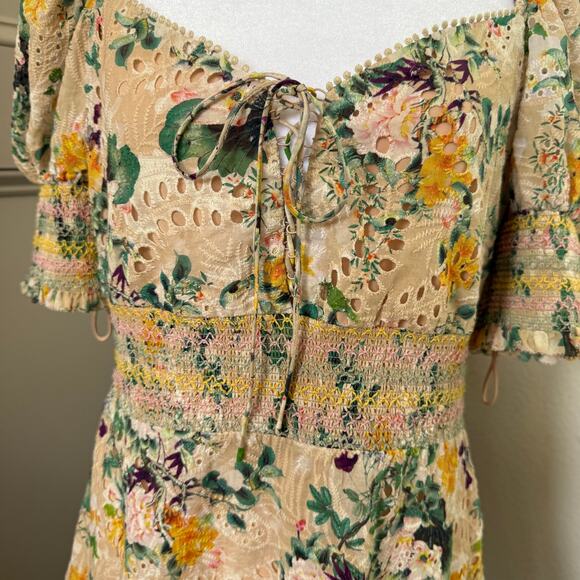 Alice+Olivia Crawford Floral Puff-Sleeve Minidress Est Sz 10/12 SEE DESCRIPTION - Picture 4 of 12